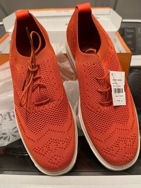 Men's Knit Lace-Up Casual Sneakers - Orange